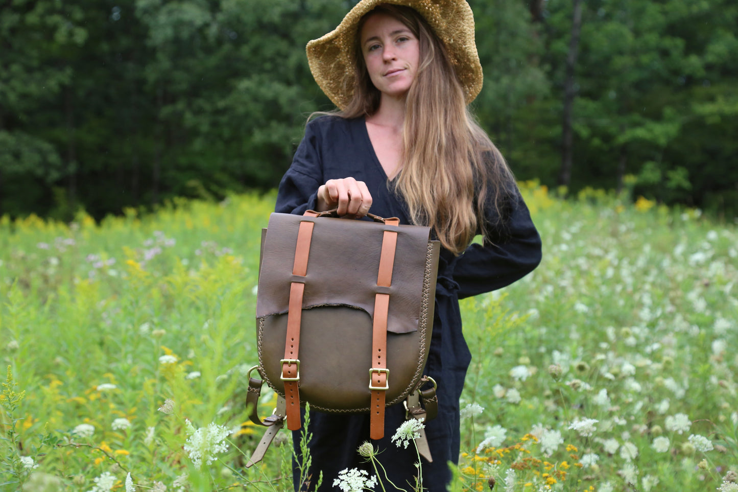 Olive Bridle Leather Backpack